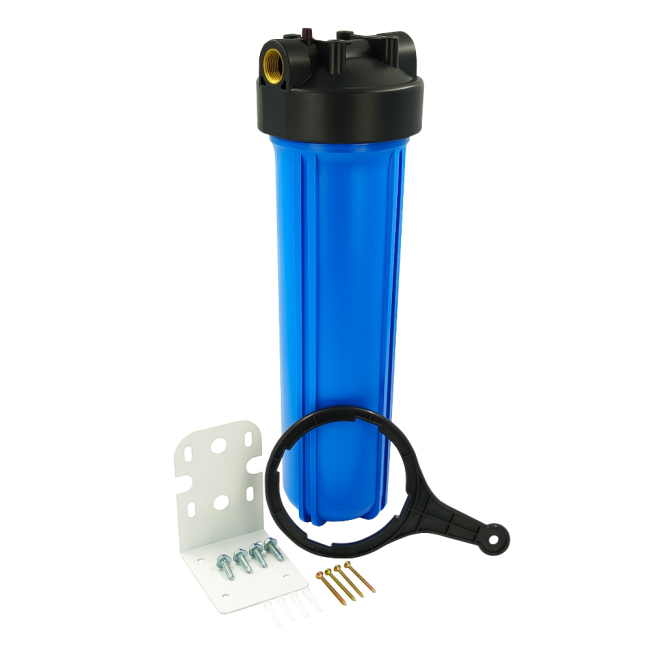 Комплект корпуса магистрального фильтра 20ВВ 1" синий ФИЛЬТРОБАЗА Комплект корпуса магистрального фильтра 20ВВ 1" синий ФИЛЬТРОБАЗА