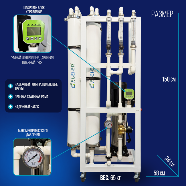 Размер и вес системы обратного осмоса NECOZ GOKENIN 1000 STANDART M Размер и вес системы обратного осмоса NECOZ GOKENIN 1000 STANDART M