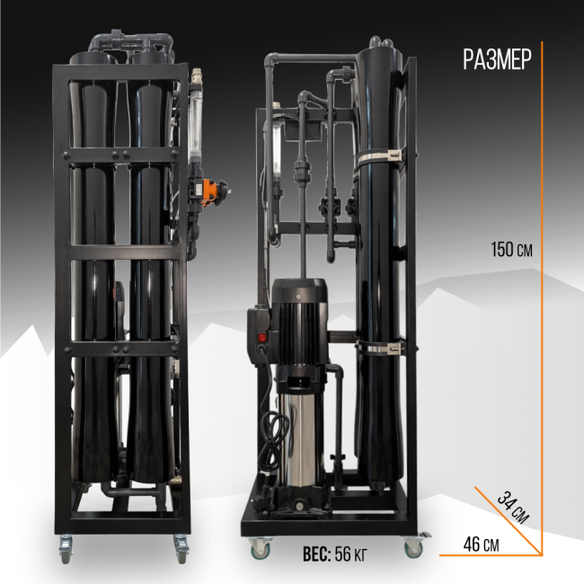 Система обратного осмоса HATAMOTO 500 STANDART размер и вес